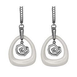 Серьги керамика с камнем серебрянные (2629б010)