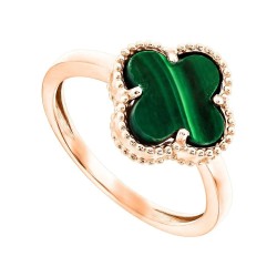 Золота каблучка Клевер з малахітом (1к123/71б)