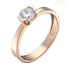 Каблучка з одним каменем з червоного золота (1191360101)