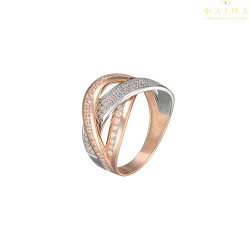 Кольцо с камнем плетеное из красного золота (1191496112)