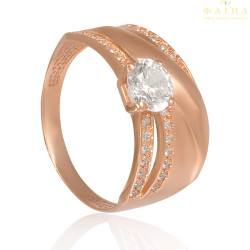 Кольцо с камнем из красного золота (859)