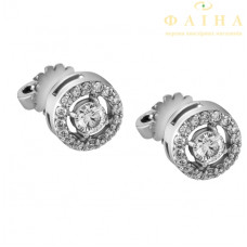Сережки-пусети з діамантами з білого золота (057б)