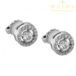 Сережки-пусети з діамантами з білого золота (057б)