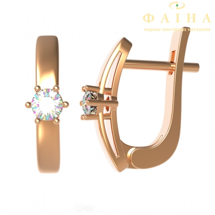 Серьги бриллиантовые из красного золота (22753)