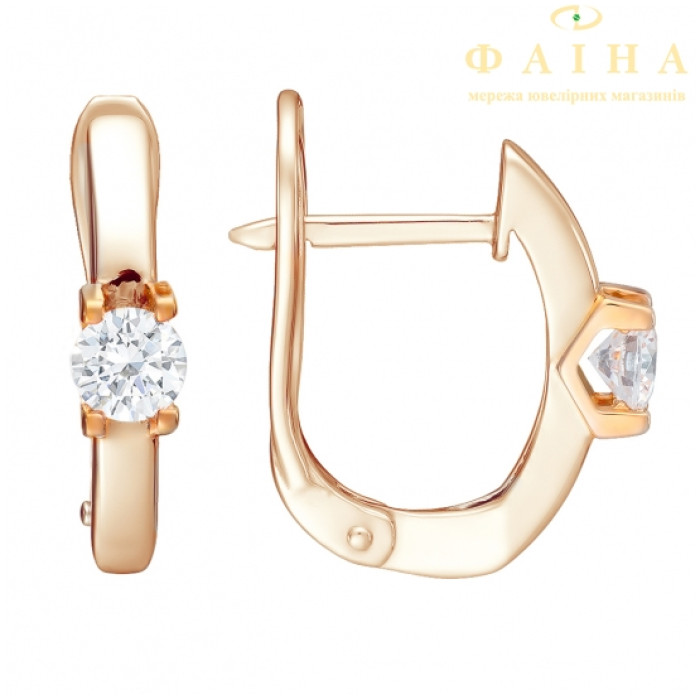 Серьги с камнем из красного золота (2191119101)