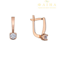 Сережки з одним каменем з червоного золота (2106175101)
