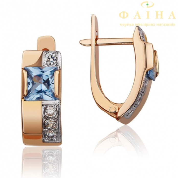 Золотые серьги с фианитом (045г)