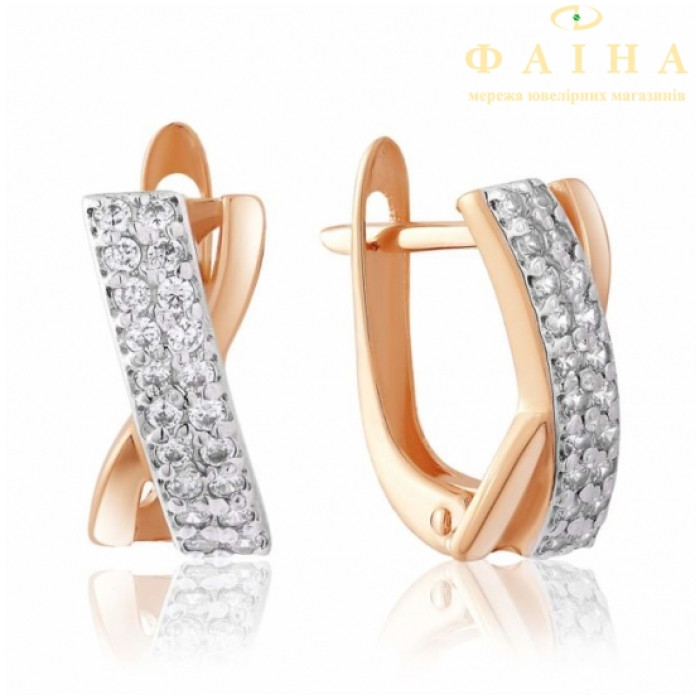 Золотые серьги с фианитом (0542)