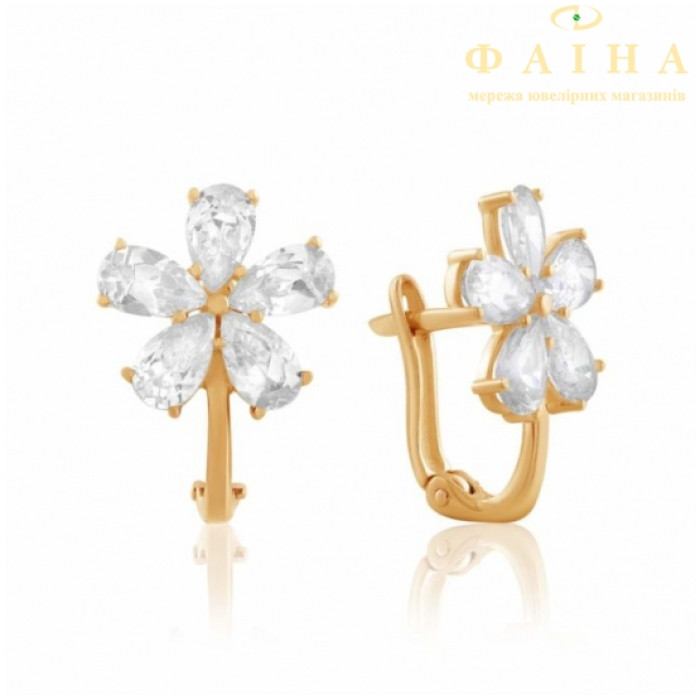 Золотые серьги с фианитом (0586)