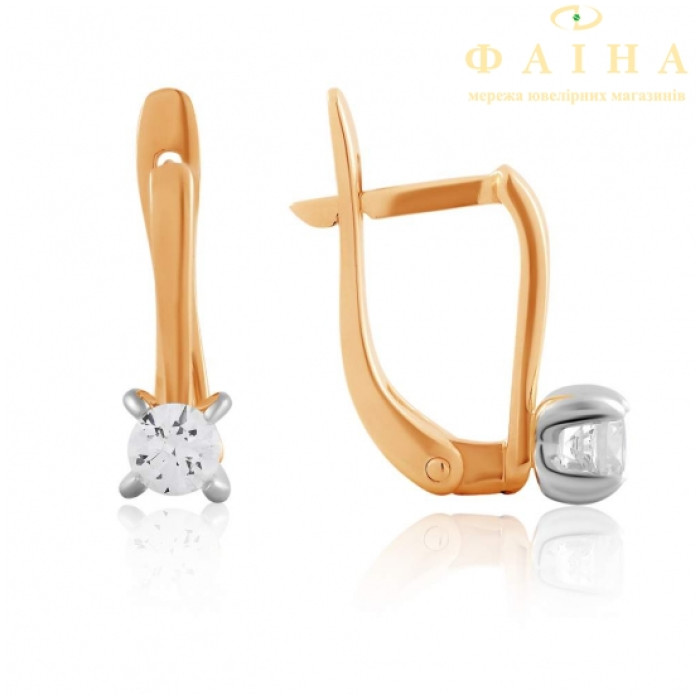Золотые серьги с фианитом (4018Sw)