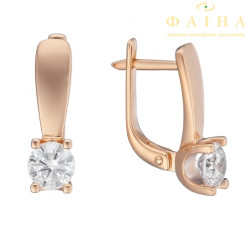 Сережки з одним каменем з червоного золота (2191328101)