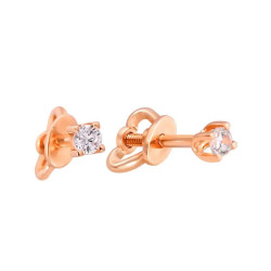 Серьги-пусеты с одним камнем из красного золота (1с074/01б)