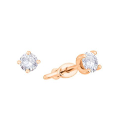 Сережки-пусети з одним каменем з червоного золота (1с160/01б)