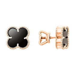 Серьги-пусеты Van Cleef с агатом из красного золота (1с254/67б)