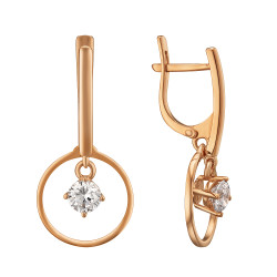 Серьги с камнем висячие из красного золота (2107941101)