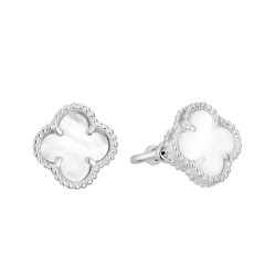 Серьги-пусеты Van Cleef с перламутром из белого золота (3с127/68б)