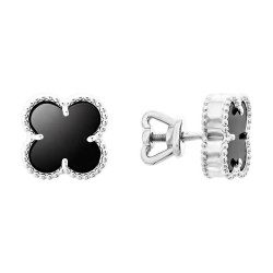 Серьги-пусеты Van Cleef с агатом из белого золота (3с254/67б)