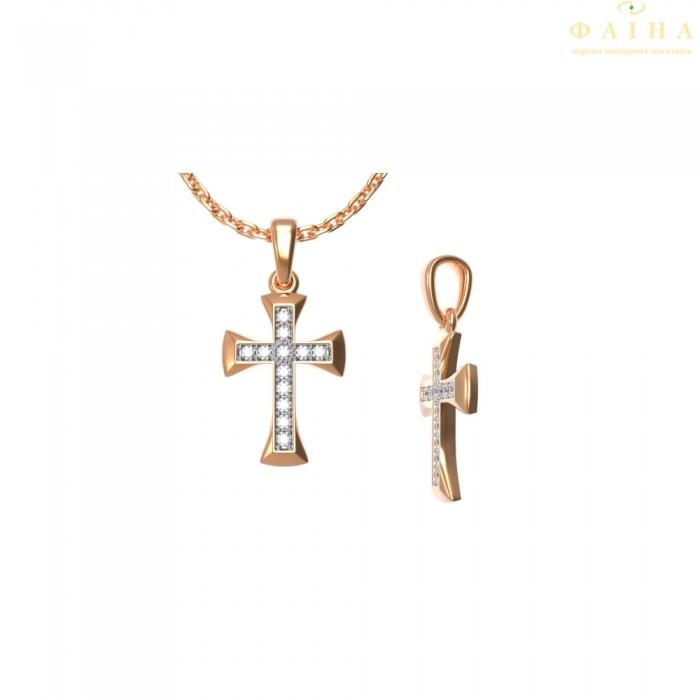 Золотий хрест з діамантом (33457)