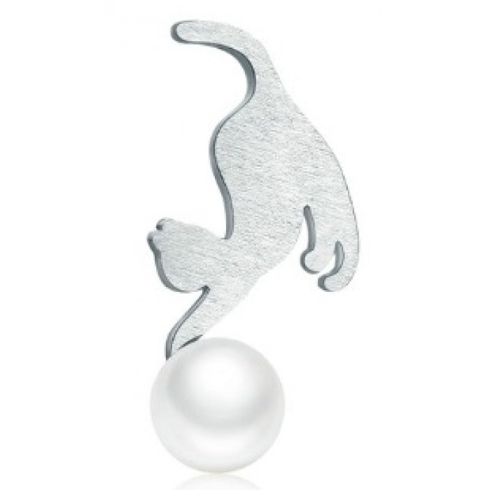Срібні сережки-пусети Кішка (1323)