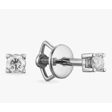 Серьги-пусеты бриллиантовые с одним камнем из белого золота (с2385)