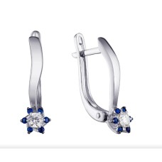 Сережки з діамантами та сапфірами з білого золота (с2559)