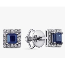 Серьги-пусеты с бриллиантами и сапфирами из белого золота (с2742)