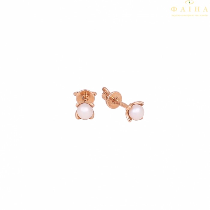 Золоті сережки-пусети з перлами (СВ1786)