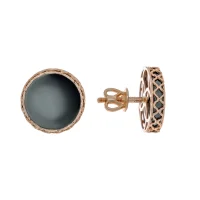 Сережки-пусети з агатом з червоного золота (211431/1)