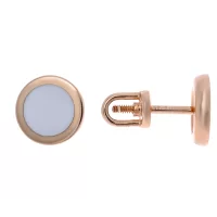 Сережки-пусети без каменів емалеві з червоного золота (2191704101)