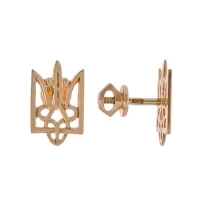Сережки-пусети символіка Тризуб з червоного золота (2413000)